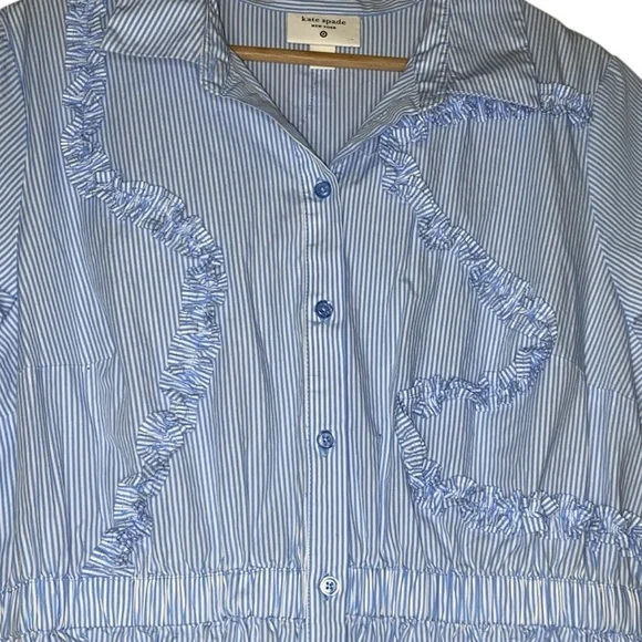 KATE SPADE New York x Target Ribbon Short Sleeve Midi Shirtdress in blue stripe. - Picture 7 of 8